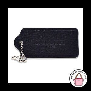 2.25" COACH NEW YORK Navy Blue & Pink Leather Fob Bag Charm Keychain Hang Tag